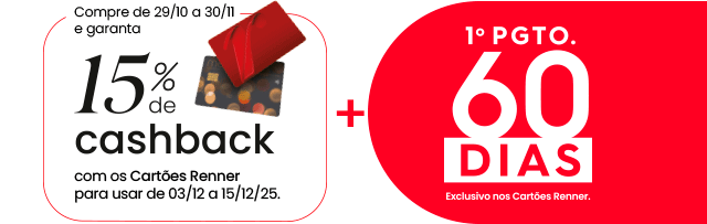 cashback + 60dias